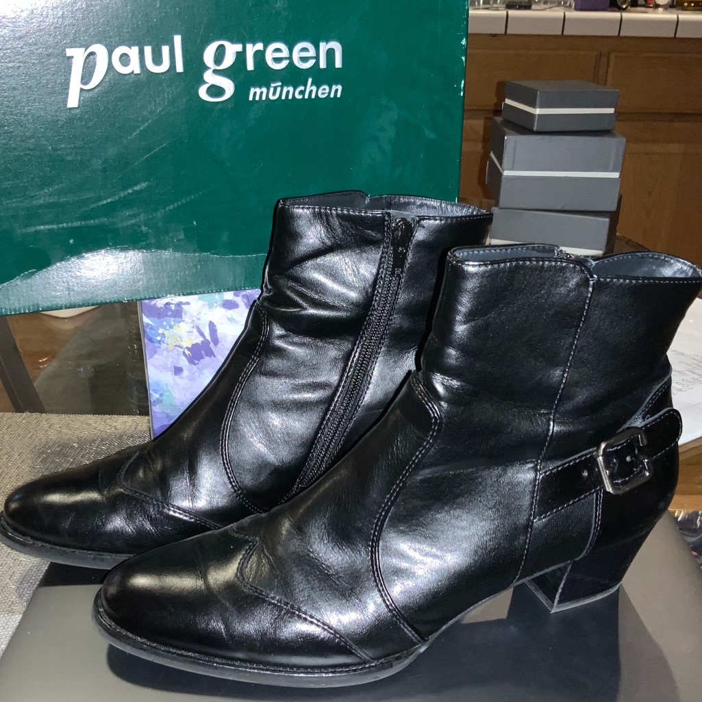 Paul Green Munchen Gabe Black Napa Short Boot- 10